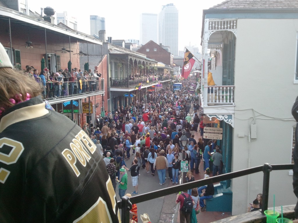 Bourbon Street during Mardi Gras